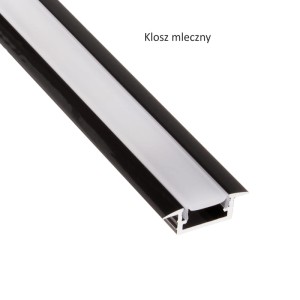 PROFIL LED  INLINEM CZARNY WPUSZCZANY 2M+MLECZNY