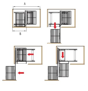 Kosz cargo do szafki narożnej z pełnym dnem NOMET Magic Corner Supreme 800 lewy/prawy chrom