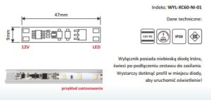 WYŁĄCZNIK DO PROFILI LED DOTYK Z PODŚWIETLENIEM 
