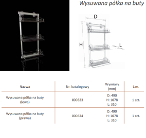 WYSUWNA PÓŁKA NA BUTY PRAWA